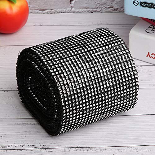 KIMISS Strassband Kunststoff 9M 24 Reihen Galvanik Künstliche Mesh Hochzeit Kleidung Dekoration (Schwarz) von KIMISS