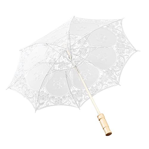 Spitzenschirm, West Brautschirm, Bankett, Bühne, Vintage, Hochzeit, Stockschirme, Dekoration, Fotografie, Requisite, 50,8 cm, Weiß, Große Größe (Weiß L) von KIMISS
