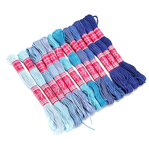 Stickereifaden für das Basteln - 12PCS -Gradient Helle Farbe Polyester Linie für DIY Kunsthandwerk und Freundschaftsprojekte (Blaue Farbe) von KIMISS