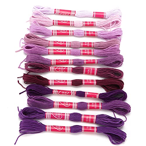 Stickereifaden für das Basteln - 12PCS -Gradient Helle Farbe Polyester Linie für DIY Kunsthandwerk und Freundschaftsprojekte (PURPLE) von KIMISS