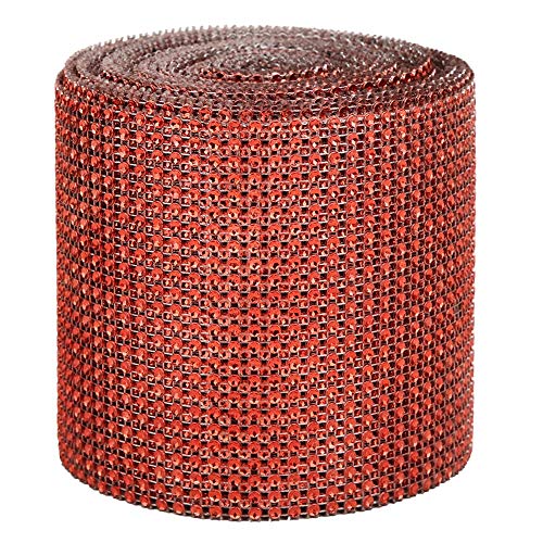 KIMISS Strassband Kunststoff 9M 24 Reihen Galvanik Künstliche Mesh Hochzeit Kleidung Dekoration (Rot) von KIMISS