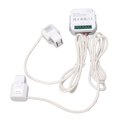 WiFi Smart Energy Monitor - Einphase -Klemme Elektrizitätsmesser Wechselstrom für Haushaltsgeräte, Echtzeitmonit, Solarkompatibilität, App Steuerung, Überlastschutz (WHITE) von KIMISS