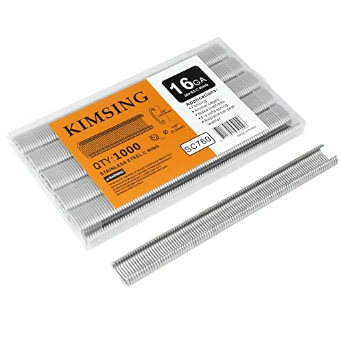 KIMSING 16 Gauge 304 Edelstahl Hog Ring Heftklammern, 12,5 mm Krone, 1000 Stück/Packung, Drahtzaunklammern für Drahtkäfige, Zäune, Befestigung von KIMSING