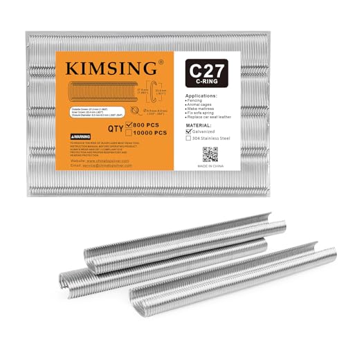 KIMSING C27 Hog Ring Heftklammern 1-1/16 Zoll (27 mm) Außenkrone 15/16 Zoll (23,4 mm) Innenkrone C-Ringe für C7 Hog-Ringpistole (800 Stück/Packung) von KIMSING