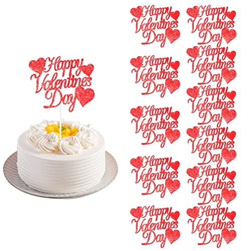 12 Stück Happy Valentines Day Torte Topper, Rote Glitter-Tortenaufleger Party Dekorationen für Valentinstag Hochzeit Verlobungsparty 12 Stück Happy Valentines Day Torte Topper, Rote Glitter-Tortenaufleger Party Dekorationen für Valentinstag Hochzeit Verlobungsparty von KINBOM