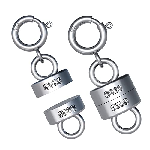 2 Stück 925er Sterlingsilber Magnetischer Schmuckverschluss, Magnetverschluss Schmuck Magnetverschlüsse für Halsketten Armbänder Ketten Schmuckherstellung (Silber) von KINBOM