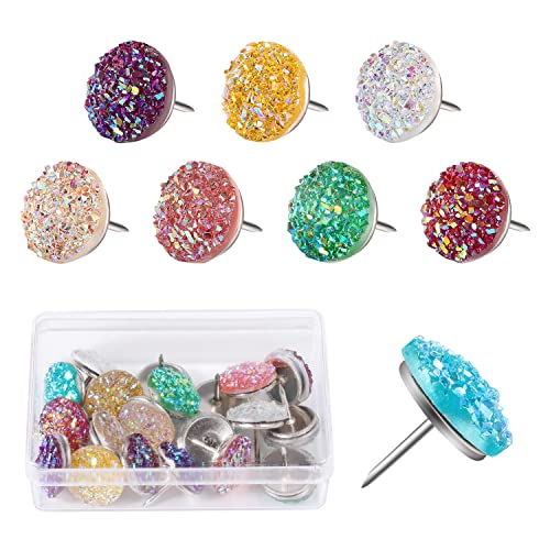 30stk Glänzend Stecknadeln Diamant, Funkeln Stecknadeln Strass Bling Reißnägel Bling Push Pins für Korktafel Schwarzes Brett Zuhause Büro Dekore (Mehrere Farben) von KINBOM