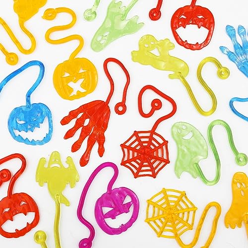 48 Stück Sticky Hands, Lustig Klatschhand für Kinder Kürbisse, Geister, Spinnweben, Skelettfinger Halloween-Partygeschenke für Kinder Erwachsene (6 Farben) von KINBOM