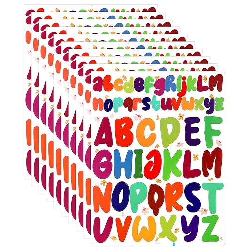 520st Selbstklebende Buchstaben, 10 Blatt 2,5cm 5cm Klein und Großbuchstaben Aufkleber Großbuchstaben Aufkleber für Bastelarbeiten Outdoor Schilder Poster Briefkasten Fenster Auto (farbenfroh) von KINBOM