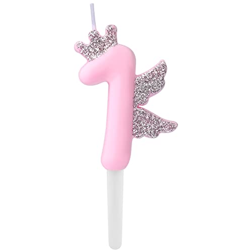 6,5 cm Große Geburtstagskerzen, 0-9 Geburtstagskerzen Zahlen Glitzerndes Rosa Tortenaufsatz Kerzen Geburtstag Nummer Candle für Baby Mädchen Geburtstag Jubiläen Hochzeiten Partys (Zahl 1) von KINBOM