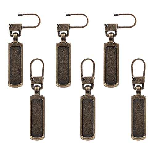6 Stück Reißverschluss Ersatz Abnehmbares Metall Zipper Pull Tab Reißverschluss Anhänger für die Meisten Artikel-Geldbörse Jacke Stiefel Jeans Mantel Koffer Gepäck Kleider (Bronze) von KINBOM