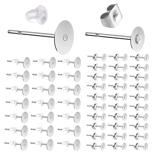 600 Stück Ohrstecker Set, 200 Stück Edelstahl Ohrstecker, 200 Stück Schmetterlings Ohrring Rücken, 200 Stück Ohrstecker Verschlüsse Silikon für Ohrstecker Schmuckherstellung von KINBOM