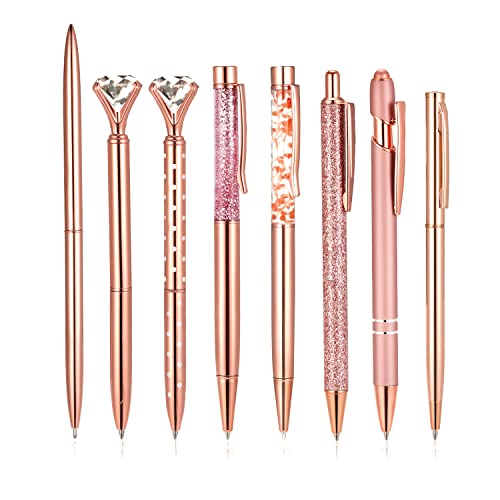 KINBOM 8 Stück Kugelschreiber Roségold Set, Kugelschreiber für Frauen, Kugelschreiber aus Metall, Bürobedarf zum Schreiben KINBOM 8 Stück Kugelschreiber Roségold Set, Kugelschreiber für Frauen, Kugelschreiber aus Metall, Bürobedarf zum Schreiben von KINBOM