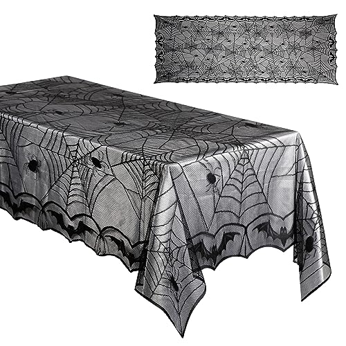 Halloween Tischdecke, 122x244cm Halloween Tischdecke Spinnennetz Stoff Rechteckig Halloween Spinnennetz Tischdecke für Drinnen und Draußen Halloween-Party-Dekoration Halloween Tischdecke, 122x244cm Halloween Tischdecke Spinnennetz Stoff Rechteckig Halloween Spinnennetz Tischdecke für Drinnen und Draußen Halloween-Party-Dekoration von KINBOM