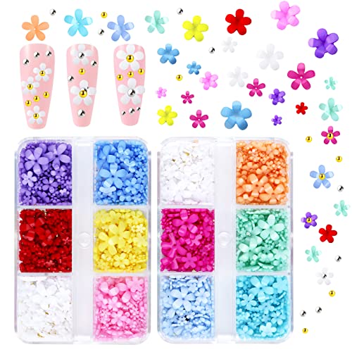 KINBOM 2 Schachteln Nagel Blumen 3d mit kleinen Kaviarperlen Flacher Rückseite 3D Acryl Blumen für Nägel Bunt Nail Art Blumen 3D Blumen Nägel Charms Nageldesign und Dekoration für Nagelkunst DIY KINBOM 2 Schachteln Nagel Blumen 3d mit kleinen Kaviarperlen Flacher Rückseite 3D Acryl Blumen für Nägel Bunt Nail Art Blumen 3D Blumen Nägel Charms Nageldesign und Dekoration für Nagelkunst DIY von KINBOM
