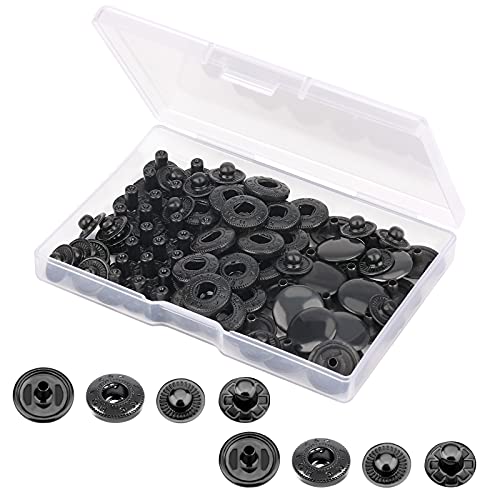 KINBOM 20 Sets 15mm Druckknopf-Befestigungsset Kit Nähen Abnehmbare Metall-Hochleistungs-Druckknöpfe für Kleidung Jeans Hosen Leder Taschen Jacken (Schwarz) von KINBOM