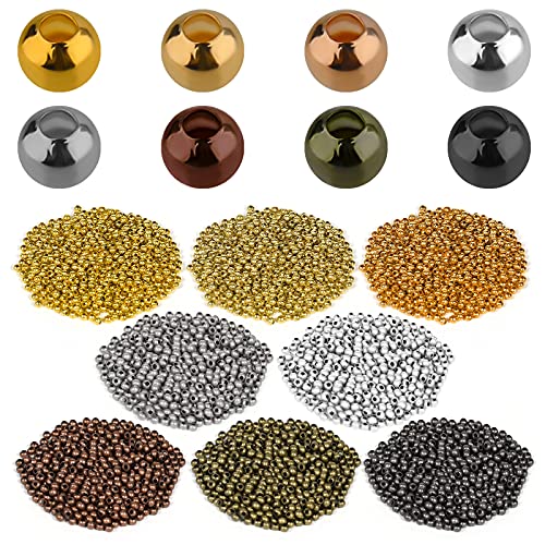 KINBOM 2400 Stück 3mm Kleine Metall Perlen silber Runde Abstandsperlen quetschperlen gold Metallic Überzogene goldene rosegold silber zum auffädeln für Schmuck Armbänder Halskette Handwerk Dekoration KINBOM 2400 Stück 3mm Kleine Metall Perlen silber Runde Abstandsperlen quetschperlen gold Metallic Überzogene goldene rosegold silber zum auffädeln für Schmuck Armbänder Halskette Handwerk Dekoration von KINBOM
