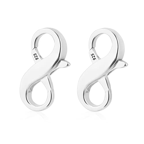 2stk Karabiner Verschluss Silber, 925 Sterling Silber Armbandverschluss Halskettenverschluss Silber für Heimwerker Schmuck Herstellung und Reparatur Lobster Clasp Hummer (14,2mm) von KINBOM