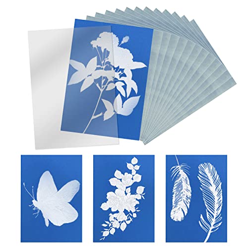 KINBOM 32 Stück Cyanotypie Papier, Sonnendruck-Papier Lichtempfindlich Sun Printing Kit mit Acrylfolie für DIY-Bastelprojekte von KINBOM