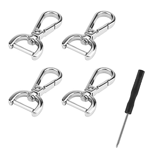 KINBOM 4 Stück karabinerhaken mit drehgelenk, D-Ringe karabinerhaken schlüsselanhänger mit 1 stück kleinen Schraubendrehern Legierung für Geldbörse Umhängetasche Lederhandtaschen DIY-Zubehör (Silber) KINBOM 4 Stück karabinerhaken mit drehgelenk, D-Ringe karabinerhaken schlüsselanhänger mit 1 stück kleinen Schraubendrehern Legierung für Geldbörse Umhängetasche Lederhandtaschen DIY-Zubehör (Silber) von KINBOM