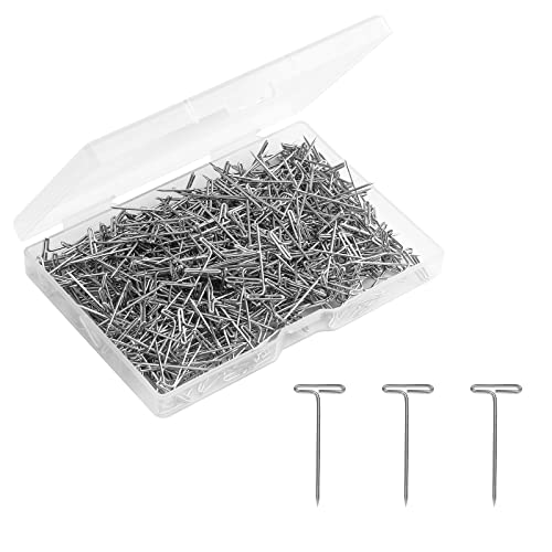 KINBOM 500 Stück T Nadeln Perücken Pins, 26mm T Pins for Wigs, Metall Perücke T Pins für Perücken Nähen Schmuck Hängendes Bild (Silber) von KINBOM