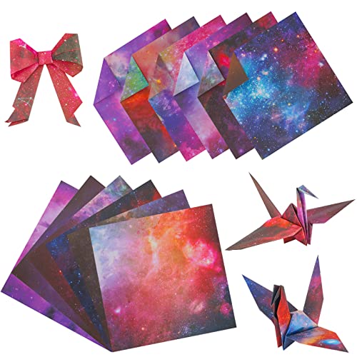 KINBOM 50Stück 15x15cm Origami Papier, Schön Doppelseitig Sternennacht Premium-Qualität Scrapbook-Papier Origami Papier Zweifarbig mit 12 Sternzeichen Galaxy-Weltraum-Mustern für Kinder DIY Handwerk von KINBOM
