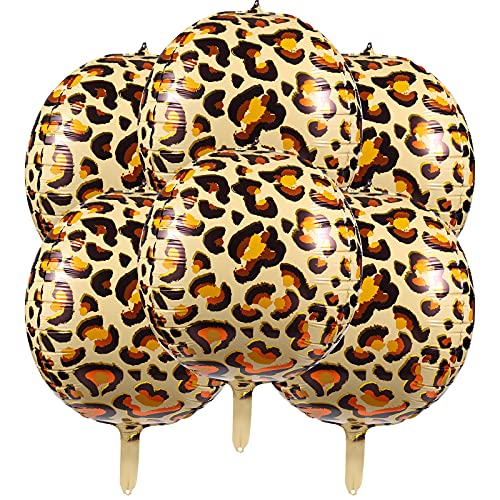 KINBOM 6 Stück 56cm Leopard Print Ballons Gepard Ballons 4D Folie Tierballon für Zoo Dschungel Kindergarten Geburtstag Tierthema Party Dekoration Zubehör Decoration von KINBOM