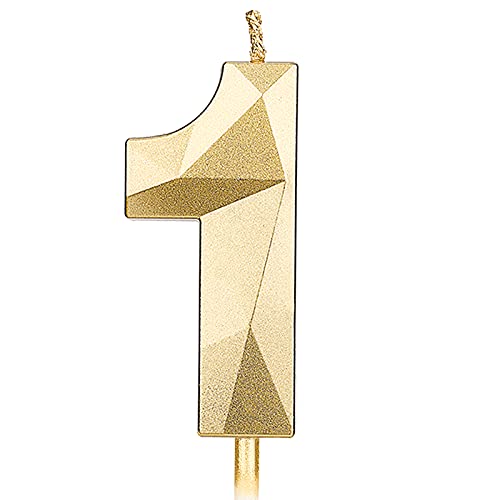 KINBOM 7cm Große Zahlen Geburtstagskerzen, Glitzer 3D Geburtstagstorte Kerzen Kuchendeckel Dekoration für Hochzeit Jubiläum Abschlussball Abschlussfeier Kinder Erwachsene Nummer 1 Gold KINBOM 7cm Große Zahlen Geburtstagskerzen, Glitzer 3D Geburtstagstorte Kerzen Kuchendeckel Dekoration für Hochzeit Jubiläum Abschlussball Abschlussfeier Kinder Erwachsene Nummer 1 Gold von KINBOM