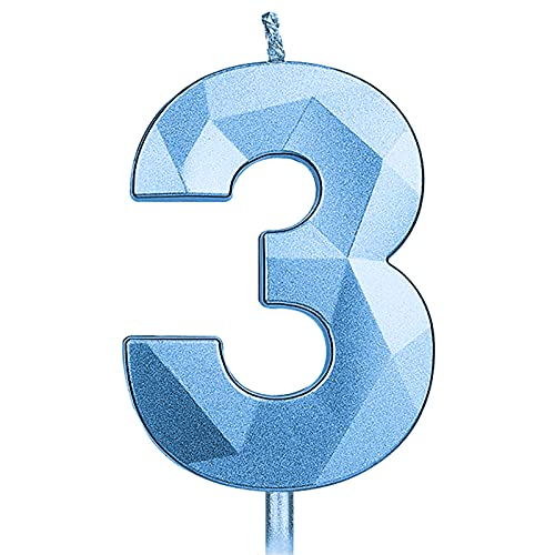 KINBOM 7cm Große Zahlen Geburtstagskerzen, Glitzer 3D Geburtstagstorte Kerzen Kuchendeckel Dekoration für Hochzeit Jubiläum Abschlussball Abschlussfeier Kinder Erwachsene Nummer 3 Blau KINBOM 7cm Große Zahlen Geburtstagskerzen, Glitzer 3D Geburtstagstorte Kerzen Kuchendeckel Dekoration für Hochzeit Jubiläum Abschlussball Abschlussfeier Kinder Erwachsene Nummer 3 Blau von KINBOM