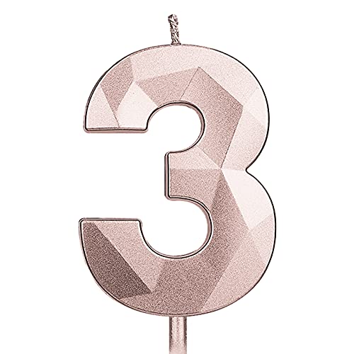 KINBOM 7cm Große Zahlen Geburtstagskerzen, Glitzer 3D Geburtstagstorte Kerzen Kuchendeckel Dekoration für Hochzeit Jubiläum Abschlussball Abschlussfeier Kinder Erwachsene Nummer 3 Roségold KINBOM 7cm Große Zahlen Geburtstagskerzen, Glitzer 3D Geburtstagstorte Kerzen Kuchendeckel Dekoration für Hochzeit Jubiläum Abschlussball Abschlussfeier Kinder Erwachsene Nummer 3 Roségold von KINBOM