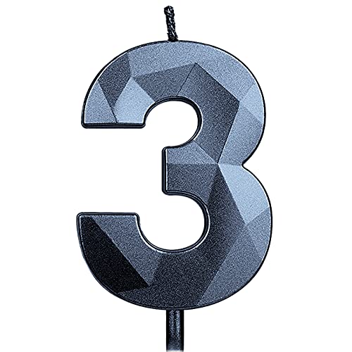 KINBOM 7cm Große Zahlen Geburtstagskerzen, Glitzer 3D Geburtstagstorte Kerzen Kuchendeckel Dekoration für Hochzeit Jubiläum Abschlussball Abschlussfeier Kinder Erwachsene Nummer 3 Schwarz KINBOM 7cm Große Zahlen Geburtstagskerzen, Glitzer 3D Geburtstagstorte Kerzen Kuchendeckel Dekoration für Hochzeit Jubiläum Abschlussball Abschlussfeier Kinder Erwachsene Nummer 3 Schwarz von KINBOM