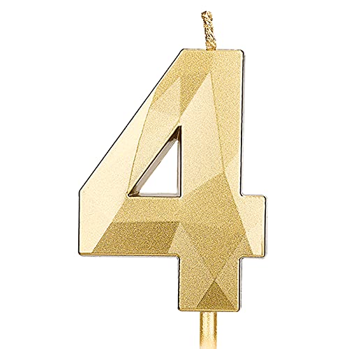 KINBOM 7cm Große Zahlen Geburtstagskerzen, Glitzer 3D Geburtstagstorte Kerzen Kuchendeckel Dekoration für Hochzeit Jubiläum Abschlussball Abschlussfeier Kinder Erwachsene Nummer 4 Gold KINBOM 7cm Große Zahlen Geburtstagskerzen, Glitzer 3D Geburtstagstorte Kerzen Kuchendeckel Dekoration für Hochzeit Jubiläum Abschlussball Abschlussfeier Kinder Erwachsene Nummer 4 Gold von KINBOM