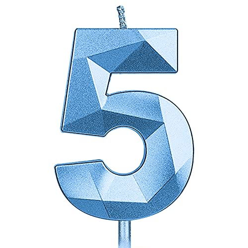 KINBOM 7cm Große Zahlen Geburtstagskerzen, Glitzer 3D Geburtstagstorte Kerzen Kuchendeckel Dekoration für Hochzeit Jubiläum Abschlussball Abschlussfeier Kinder Erwachsene Nummer 5 Blau KINBOM 7cm Große Zahlen Geburtstagskerzen, Glitzer 3D Geburtstagstorte Kerzen Kuchendeckel Dekoration für Hochzeit Jubiläum Abschlussball Abschlussfeier Kinder Erwachsene Nummer 5 Blau von KINBOM