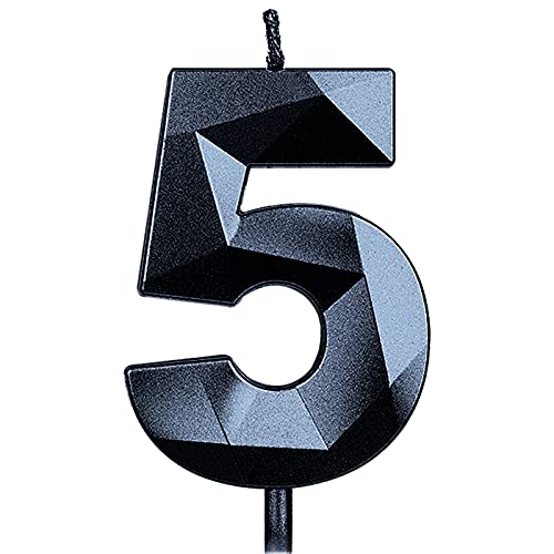 KINBOM 7cm Große Zahlen Geburtstagskerzen, Glitzer 3D Geburtstagstorte Kerzen Kuchendeckel Dekoration für Hochzeit Jubiläum Abschlussball Abschlussfeier Kinder Erwachsene Nummer 5 Schwarz KINBOM 7cm Große Zahlen Geburtstagskerzen, Glitzer 3D Geburtstagstorte Kerzen Kuchendeckel Dekoration für Hochzeit Jubiläum Abschlussball Abschlussfeier Kinder Erwachsene Nummer 5 Schwarz von KINBOM