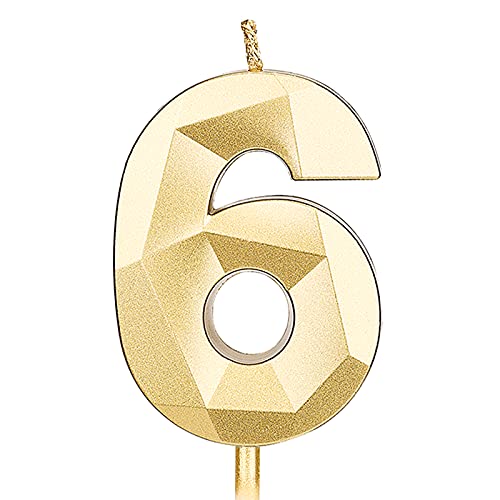 KINBOM 7cm Große Zahlen Geburtstagskerzen, Glitzer 3D Geburtstagstorte Kerzen Kuchendeckel Dekoration für Hochzeit Jubiläum Abschlussball Abschlussfeier Kinder Erwachsene Nummer 6 Gold KINBOM 7cm Große Zahlen Geburtstagskerzen, Glitzer 3D Geburtstagstorte Kerzen Kuchendeckel Dekoration für Hochzeit Jubiläum Abschlussball Abschlussfeier Kinder Erwachsene Nummer 6 Gold von KINBOM