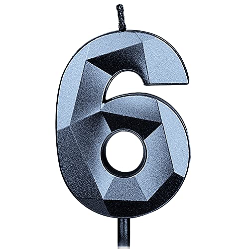KINBOM 7cm Große Zahlen Geburtstagskerzen, Glitzer 3D Geburtstagstorte Kerzen Kuchendeckel Dekoration für Hochzeit Jubiläum Abschlussball Abschlussfeier Kinder Erwachsene Nummer 6 Schwarz KINBOM 7cm Große Zahlen Geburtstagskerzen, Glitzer 3D Geburtstagstorte Kerzen Kuchendeckel Dekoration für Hochzeit Jubiläum Abschlussball Abschlussfeier Kinder Erwachsene Nummer 6 Schwarz von KINBOM
