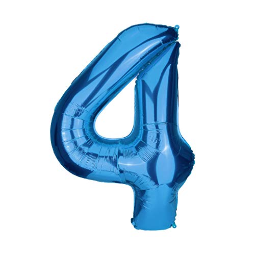 KINBOM Blauer Ballon Nummer 4 Aufblasbarer Großer Folienballon Für Die Feier Der Geburtstagsfeier (101 cm) von KINBOM