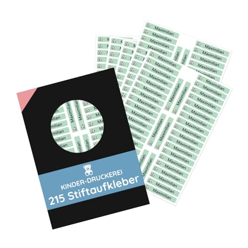 215 Stück personalisierte Stiftaufkleber Stiftetiketten 40x6 mm - Namensaufkleber mini/sehr klein - Aufkleber für Stifte, Buntstifte, Füller/Wasserfest/Kratzfest (Grün, Set 215 Stück) von STEMPEL-FABRIK