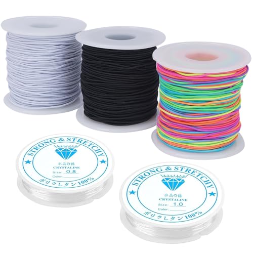 KINDPMA 5 Spulen Schmuckfaden Gummiband für Armbänder Nylonschnur Elastisches Band Perlenfaden Nylonband Perlenband für Schmuckherstellung Perlenkette DIY(schwarz+weiß+bunt 1mm, transparent 0.8+1mm) KINDPMA 5 Spulen Schmuckfaden Gummiband für Armbänder Nylonschnur Elastisches Band Perlenfaden Nylonband Perlenband für Schmuckherstellung Perlenkette DIY(schwarz+weiß+bunt 1mm, transparent 0.8+1mm) von KINDPMA