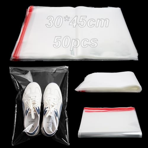 30x45cm Große Cellophantüten Selbstklebend 50 Stück Klarsichttüten zum Befüllen OPP PlastiktütenTütchen Zellophantüten Kekse Tüten Flachbeutel Weihnachten für Süßigkeiten Nüssen Schokolade Schmuck von KINETOX