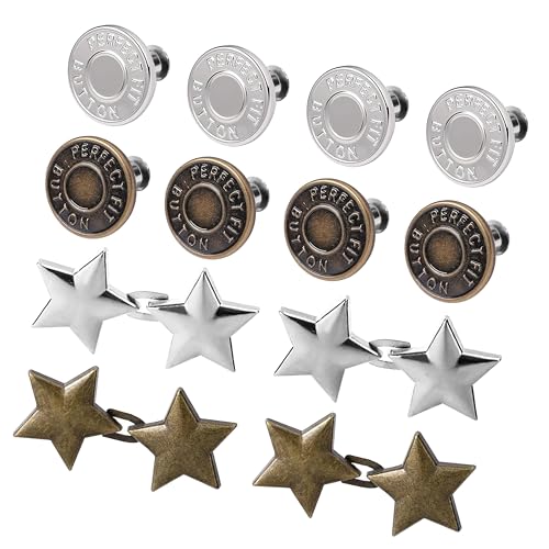 12 Sets Knöpfe für lose Jeans, Hosen-Taillenspanner für Damen, kein Nähen, Jeans-Knopf-Ersatz, Taillenmieder Clip für Jeans, um kleinere zu machen, wiederverwendbare und verstellbare Hosenknöpfe 12 Sets Knöpfe für lose Jeans, Hosen-Taillenspanner für Damen, kein Nähen, Jeans-Knopf-Ersatz, Taillenmieder Clip für Jeans, um kleinere zu machen, wiederverwendbare und verstellbare Hosenknöpfe von KING MOUNTAIN