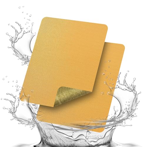 Wasserdichter Stoff-Reparaturflicken, 22,9 x 27,9 cm, 2 Stück, selbstklebendes Stoff-Reparaturset, PVC-Reparaturflicken für Zelt, Leinwand, Vordach, Wohnmobil-Markisen-Reparatur, Autositze (gelb) von KING MOUNTAIN