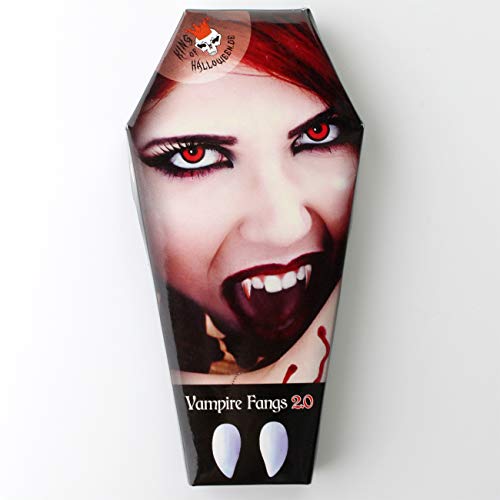 Vampirzähne Eckzähne "Blood Sucker", mit Abformmasse Thermoplast, Perfekter Halt! Vamp, Halloween, Vampir, Zombie, Dämon, Hexe, Fangs von KING OF HALLOWEEN.DE
