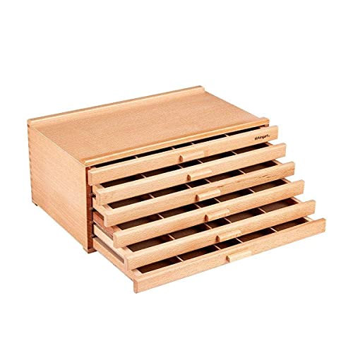 KINGART 723N Studio, 6 Schubladen, designte Aufbewahrung für Kunstmaterialien, natürliches Finish Künstler-Aufbewahrungsbox aus Holz von KINGART