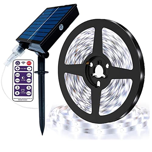 KINGCOO 300Led Streifen Solarleuchten, Wasserdicht 5M Seilleuchten Lichtschläuche Solar Band Lichterketten mit Fernbedienung für Außen Innen Garten Weihnachten Hochzeit Party (Weiß) von KINGCOO