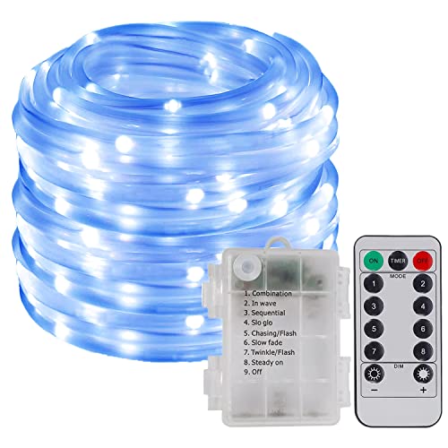 KINGCOO 200LED Lichtschlauch Schnur Lichter, Wasserdichte 22M/72FT 8 Modi Batteriebetriebene Kupfer Streifen Seil Lichterketten für Innen Außen Garten Hochzeit Party Weihnachten Dekorationen(Blau) von KINGCOO