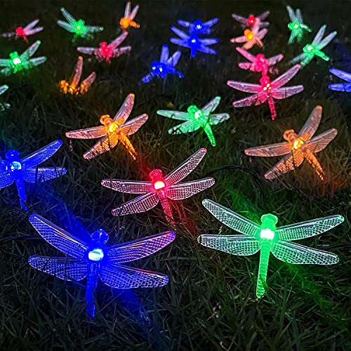 KINGCOO Libelle Schnur Lichter, 3m 20Led Libelle Kupferdraht Fee Dekorative Lichterkette Batteriebetrieben für Sommer Garten Hochzeit Party Weihnachtsbeleuchtung Dekoration(Mehrfarbig) von KINGCOO