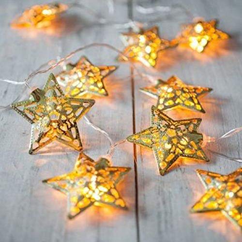 KINGCOO Marokkanische Schnur Licht, 3M 20LED Metall Hohl Lichterkette Warmweiß Batteriebetrieben Innenbeleuchtung Dekoration für Schlafzimmer Hochzeit Party Halloween Weihnachtsdekorationen (Sterne) KINGCOO Marokkanische Schnur Licht, 3M 20LED Metall Hohl Lichterkette Warmweiß Batteriebetrieben Innenbeleuchtung Dekoration für Schlafzimmer Hochzeit Party Halloween Weihnachtsdekorationen (Sterne) von KINGCOO