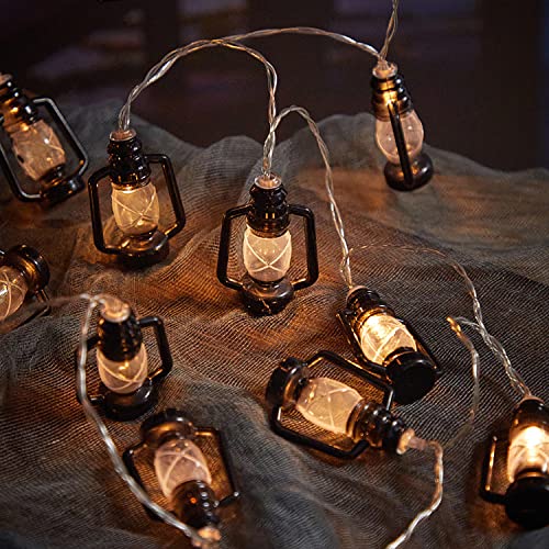 KINGCOO Retro Laterne Lichterkette Aussen, 3M 20LED Vintage Kerosin Lampen Hängende Außenleuchte Ambientebeleuchtung Batteriebetriebene für Ramadan Bistro Hinterhof Party Weihnachtsbaum Dekorationen von KINGCOO