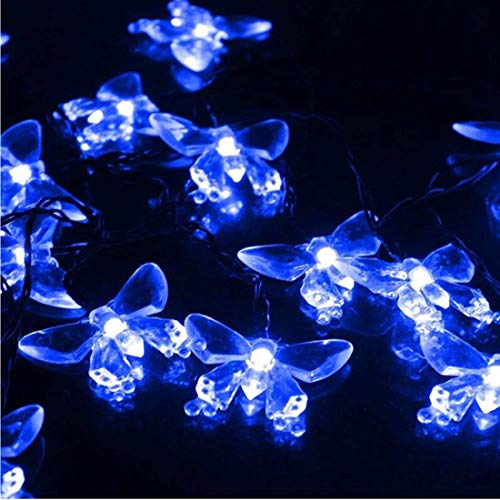 KINGCOO Schmetterling Lichterketten, Wasserdichte 16FT 20LED Butterfly Solar Lampe Dekorative Leuchten für Party Hochzeit Garten Veranda Balkon Weihnachtsfee Beleuchtung Dekorationen (Blau) von KINGCOO